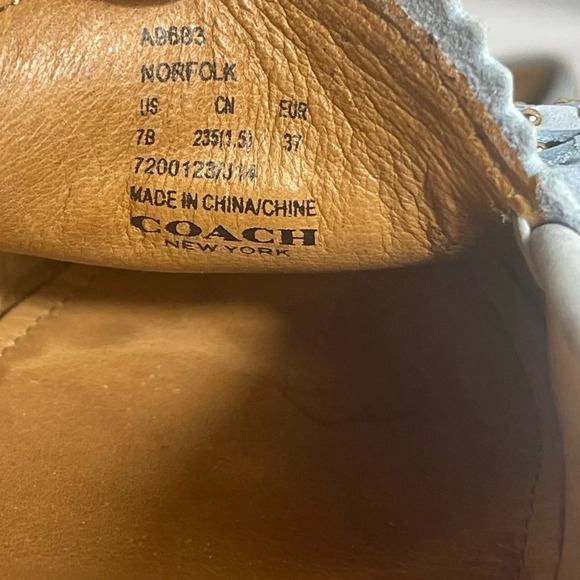 Coach Norfolk Nubuck Blue Mist 7M Loafers Leather Silver Studded and Tassel - Picture 5 of 11